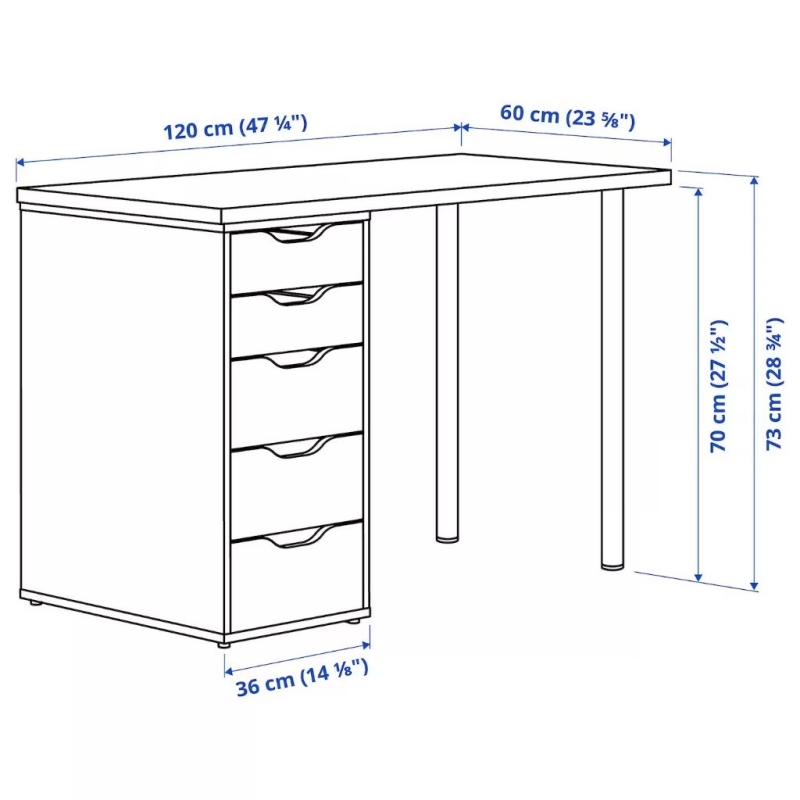 Bàn Làm Việc Hộc IKEA Ngăn Kéo - IK1