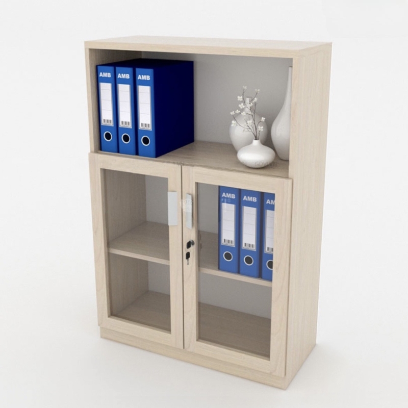 Tủ Tài Liệu Gỗ Dáng Lửng 2 Cánh Kính - THS61