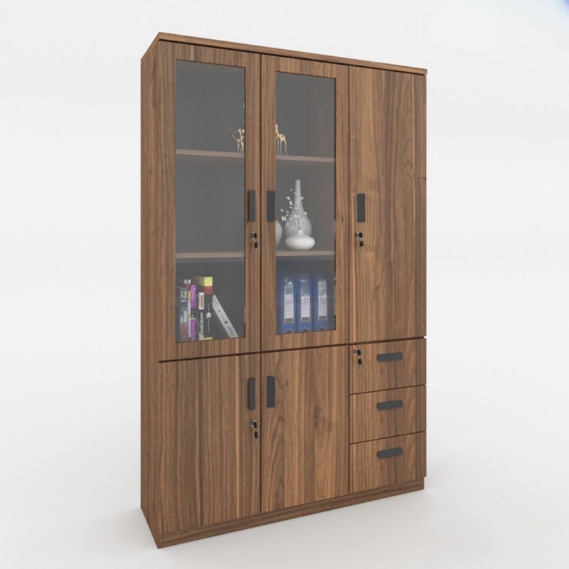 Tủ Tài Liệu Gỗ 2 Cánh Kính 1 Cánh Gỗ - THS12