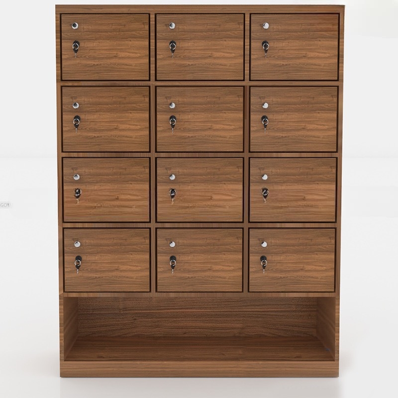 Tủ Locker Gỗ Công Nghiệp 12 Cánh Có Kệ Giày - TLK15