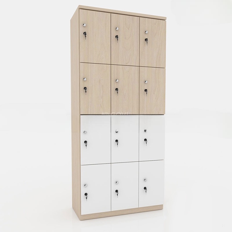 Tủ Locker Gỗ MDF 12 Cánh 3 Khoang - TLK21
