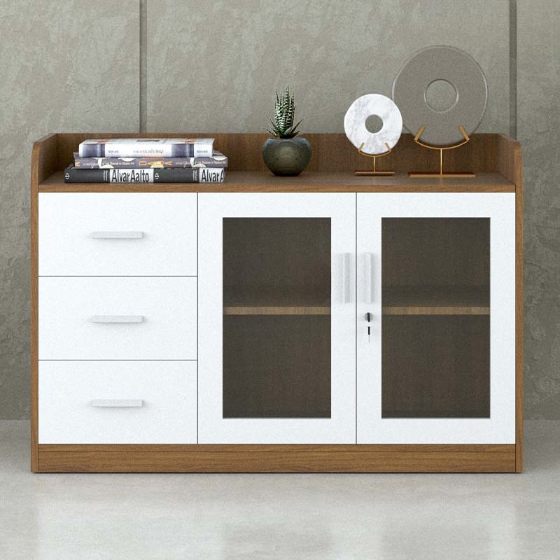 Tủ Tài Liệu Gỗ 2 Cánh Kính 3 Ngăn - THS65