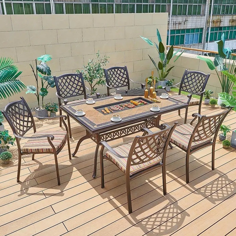 Bàn Sân Vườn Nhôm Đúc Kết Hợp Nướng Điện  - SV21
