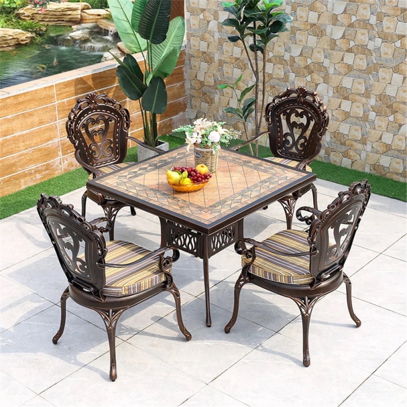 Bàn Sân Vườn Ngoài Trời Mặt Gốm Nhôm - SV51