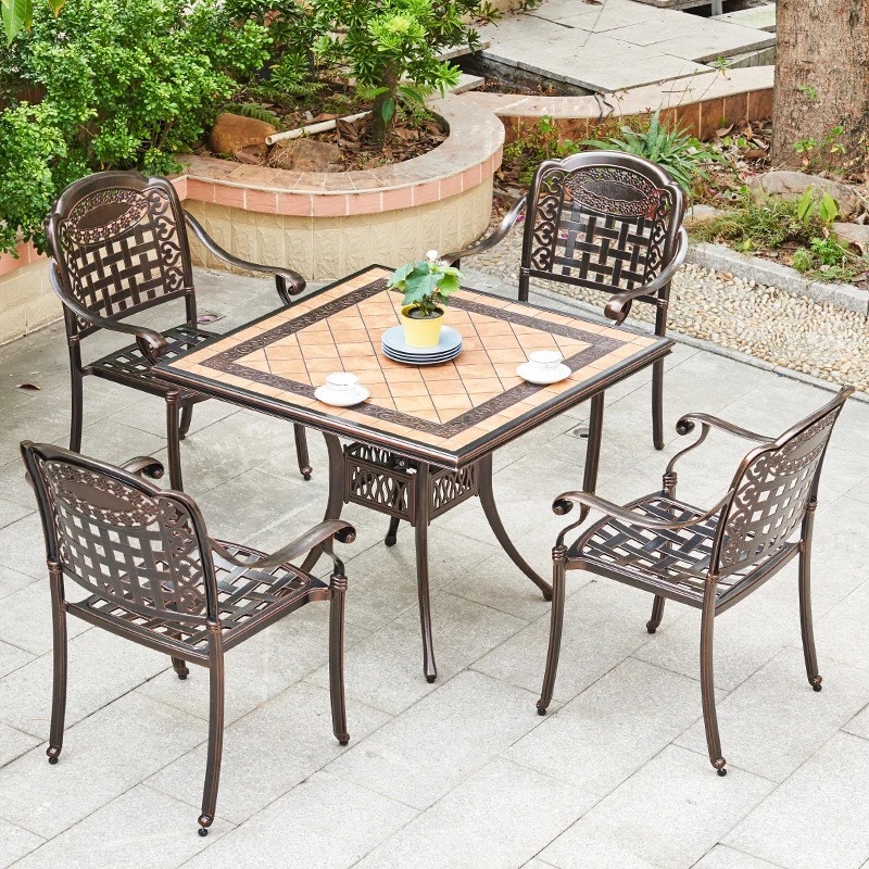 Bộ Bàn Ghế Sân Vườn Mặt Đá Nhôm Cao Cấp - SV52