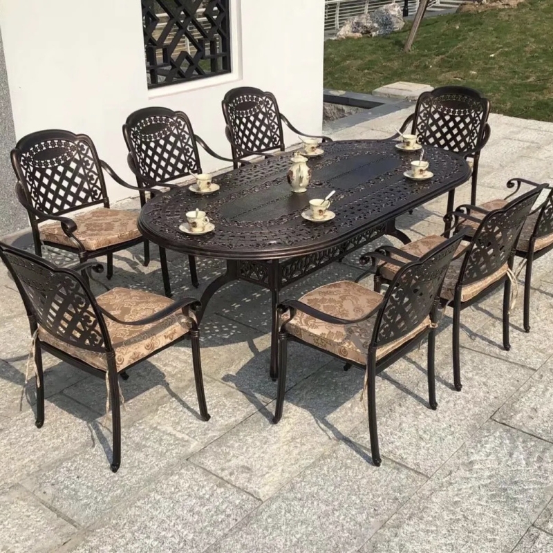 Bàn Sân Vườn Nhôm Đúc Oval Sang Trọng - SV53