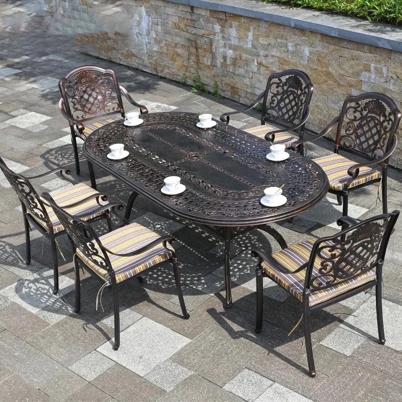 Bàn Sân Vườn Nhôm Đúc Oval Sang Trọng - SV53