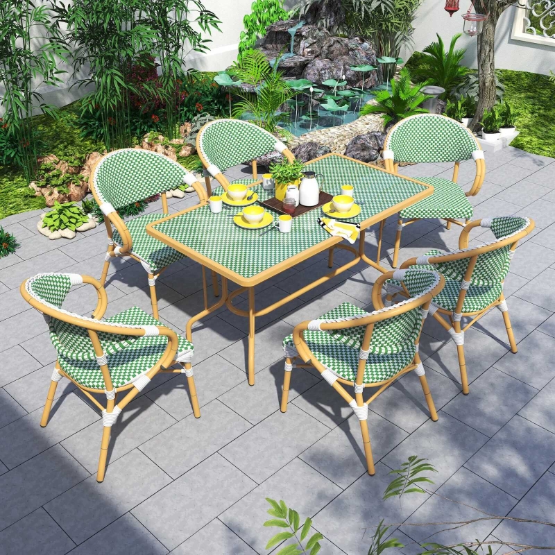 Bộ Bàn Ghế Sân Vườn 6 Chỗ Giả Mây Cao Cấp - SV55