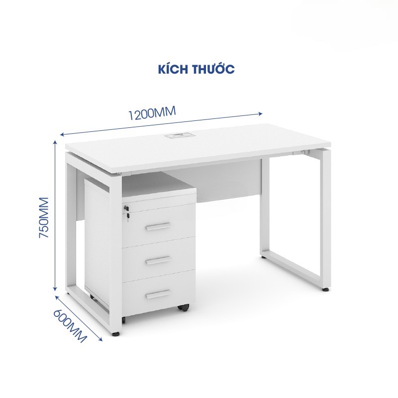 Bàn Làm Việc Chân Sắt Trắng Có Yếm  - BLV72