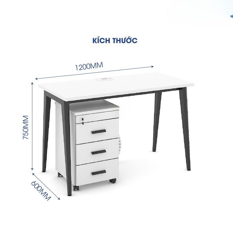 Bàn Làm Việc Chân Sắt 1m2 - BLV58