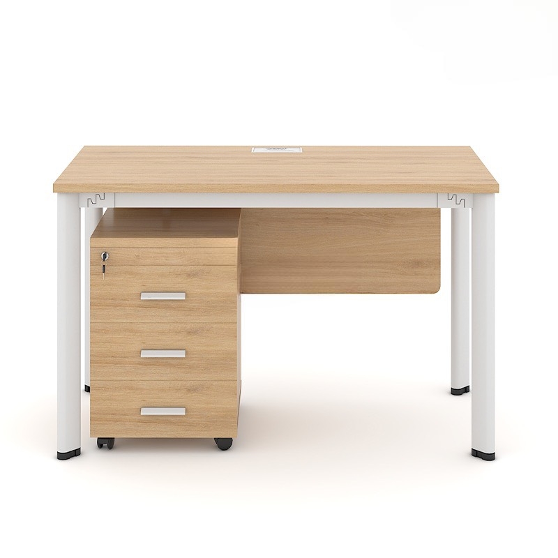 Bàn Làm Việc Chân Sắt Oval Có Hộc - BLV47
