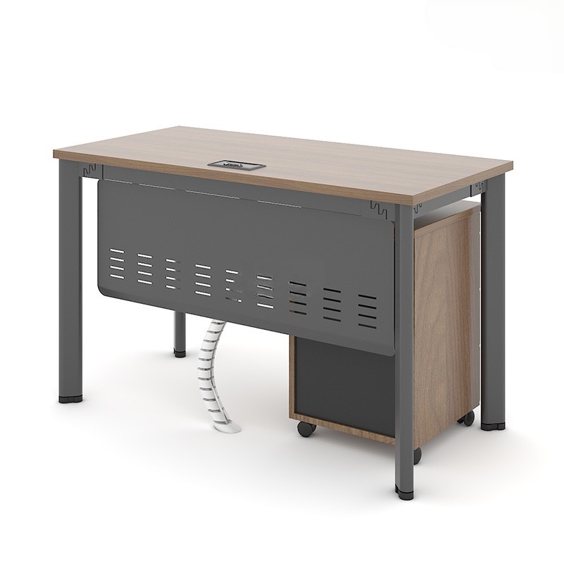 Bàn Làm Việc Chân Sắt Oval Có Hộc - BLV44