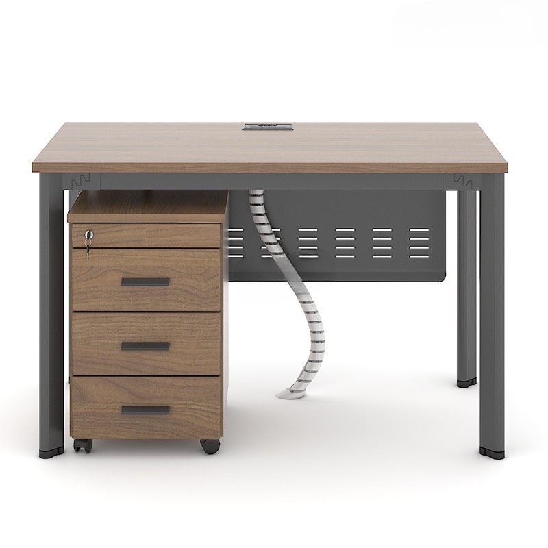Bàn Làm Việc Chân Sắt Oval Có Hộc - BLV44