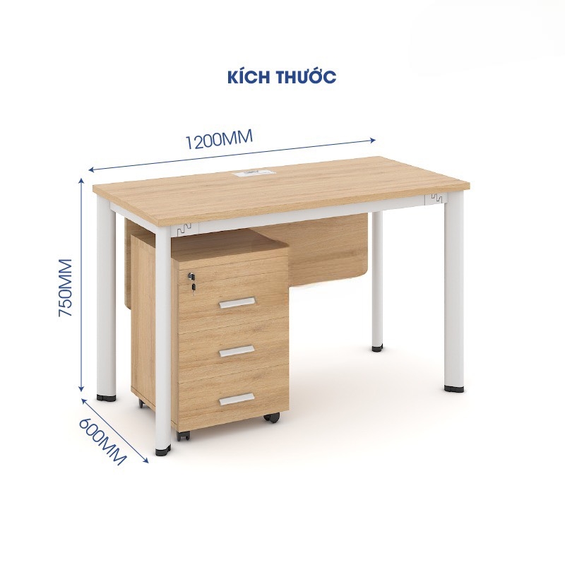 Bàn Văn Phòng Chân Sắt Có Hộc - BLV43