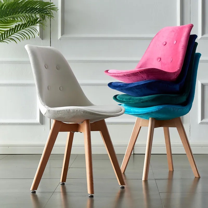 Ghế Cafe Tiếp Khách Eames Bọc Vải Chân Gỗ Sồi - CF48