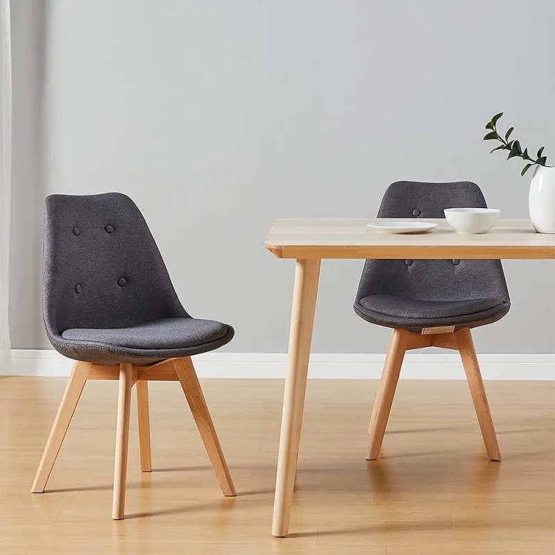 Ghế Cafe Tiếp Khách Eames Bọc Vải Chân Gỗ Sồi - CF48