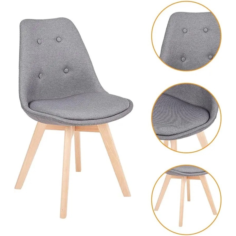 Ghế Cafe Tiếp Khách Eames Bọc Vải Chân Gỗ Sồi - CF48