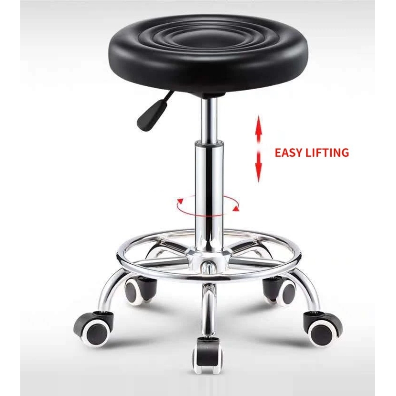 Ghế Cafe Tiếp Khách Đôn Tròn Da Có Chân Bánh Xe - CF50