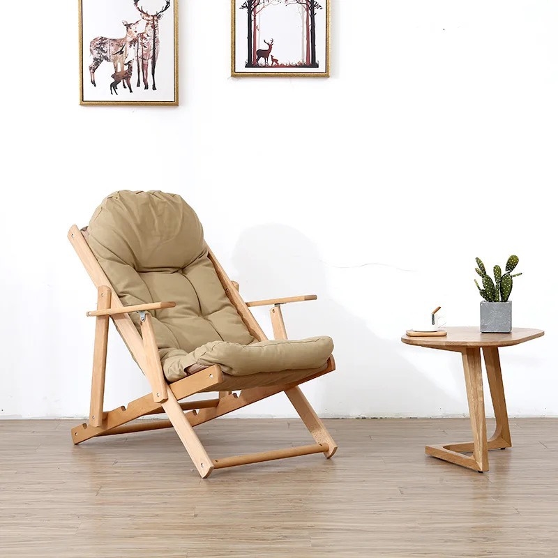 Ghế Thư Giản Chân Xếp Gỗ Sồi - GTG12