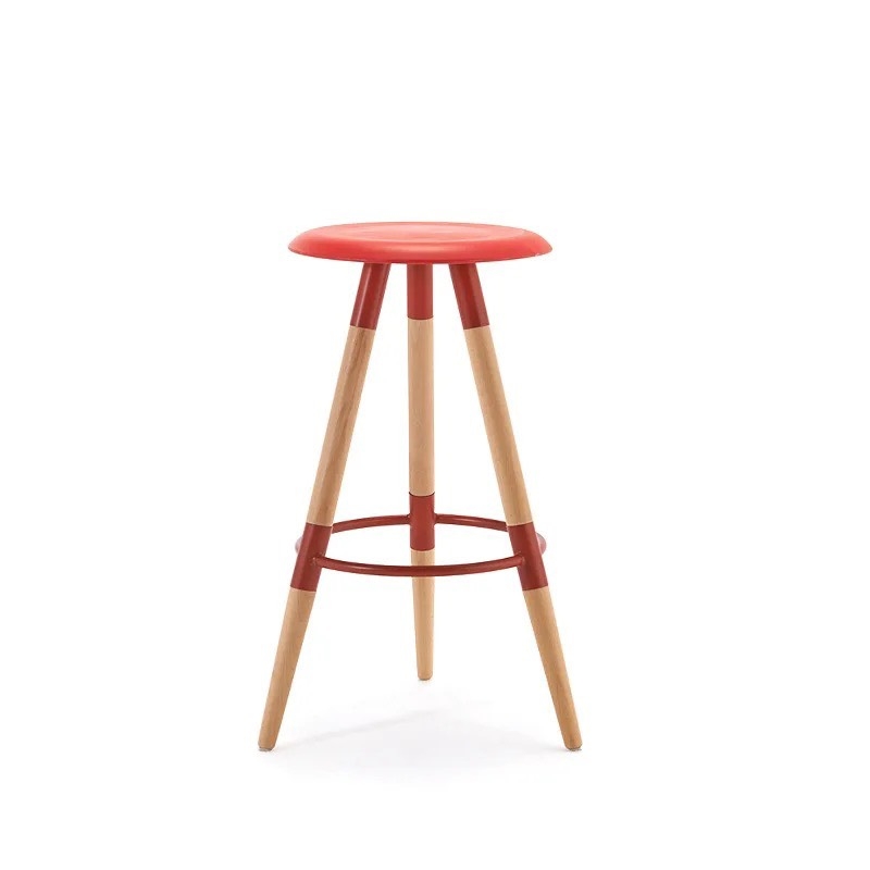 Ghế Bar Mặt Nhựa Chân Gỗ Nhiều Màu - QB12