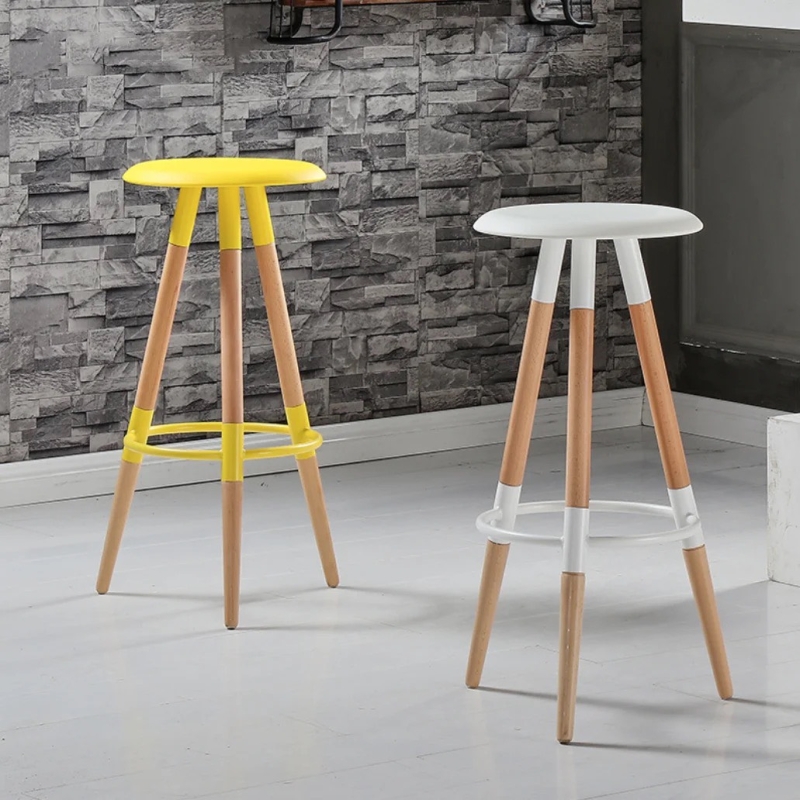 Ghế Bar Mặt Nhựa Chân Gỗ Nhiều Màu - QB12