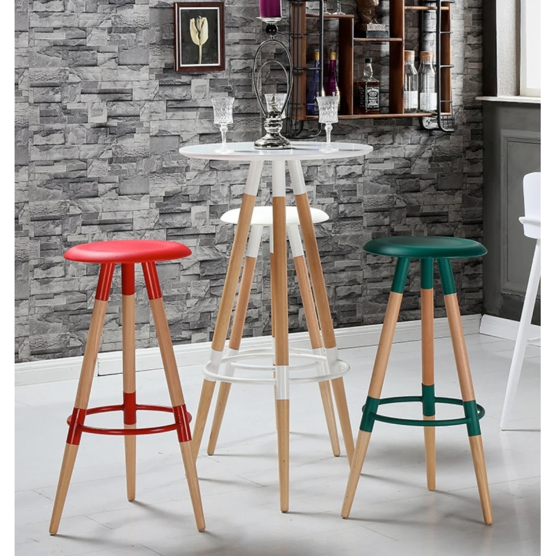 Ghế Bar Mặt Nhựa Chân Gỗ Nhiều Màu - QB12