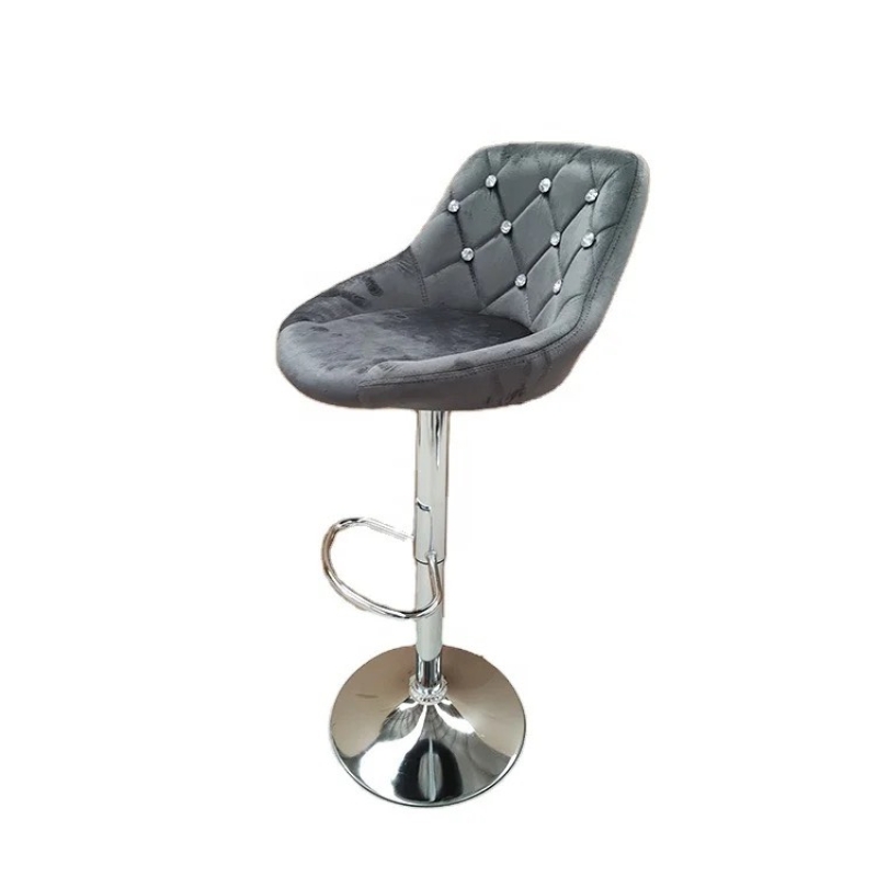 Ghế Bar Lưng Nệm Đính Cúc Chân Mạ - QB15