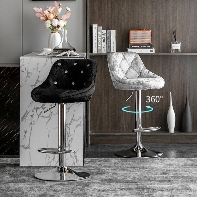 Ghế Bar Lưng Nệm Đính Cúc Chân Mạ - QB15