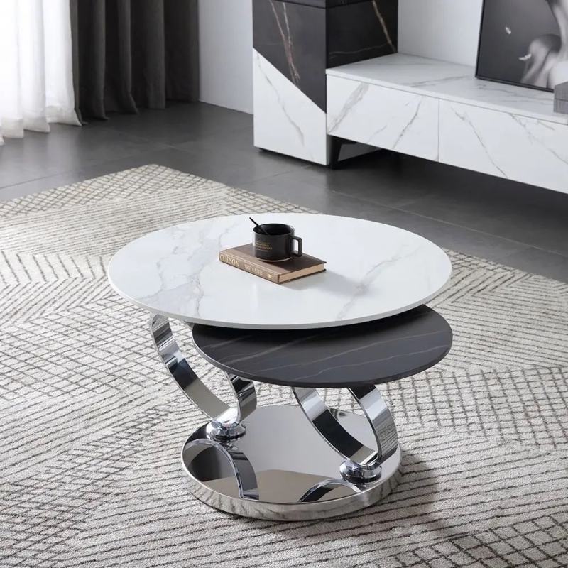 Bàn Trà Sofa Đôi Mặt Đá Phiến Ceramic - BT13