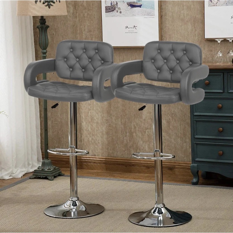 Ghế Bar Bọc Da Lưng Nút Thắt Có Tay - QB33
