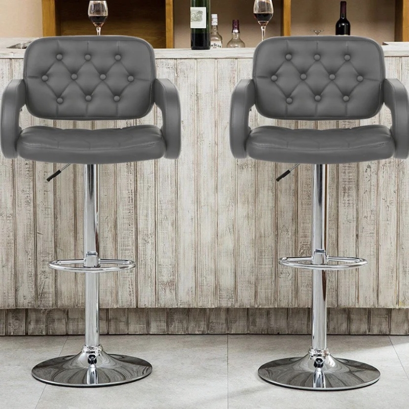 Ghế Bar Bọc Da Lưng Nút Thắt Có Tay - QB33