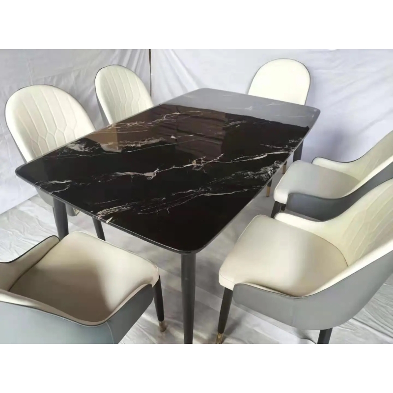 Bàn Ăn Mặt Đá Cẩm Thạch Đen Vân - BA2