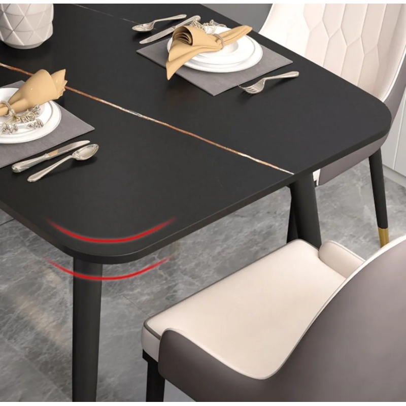 Bàn Ăn Mặt Đá Phiến Màu Đen Cao Cấp - BA5