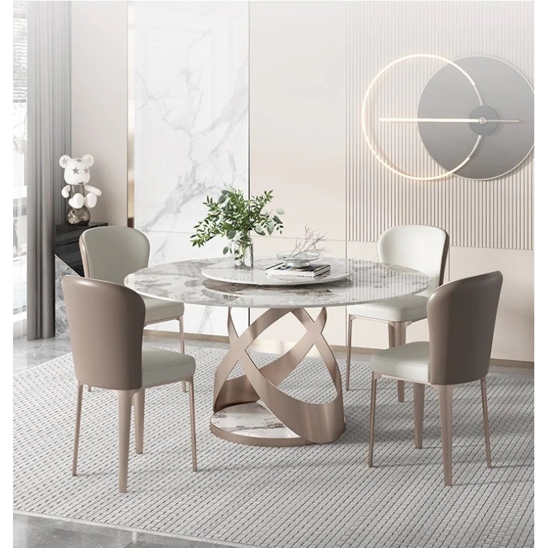 Bàn Ăn Xoay Tròn Chân OVAL Đế Đá - BA21