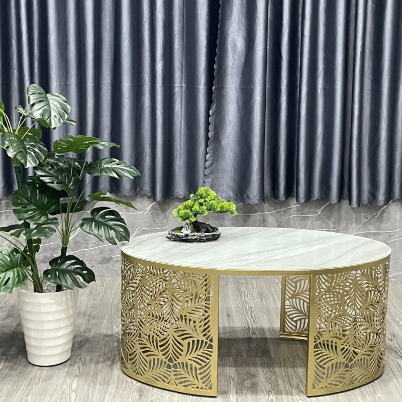 Bàn Trà Sofa Vân Đá Chân Sắt Nghệ Thuật - BT21