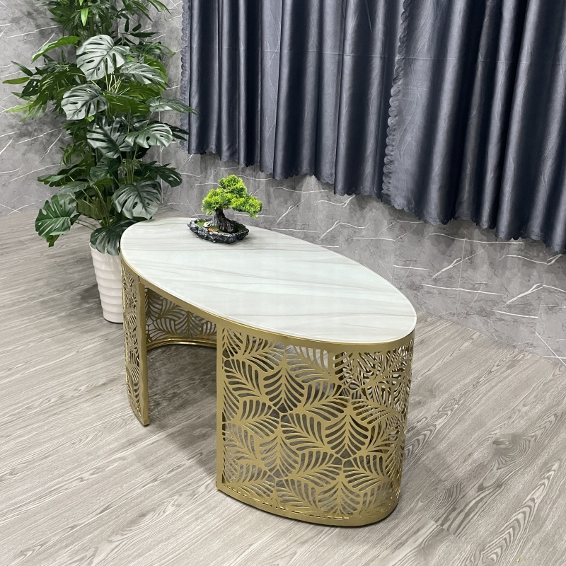 Bàn Trà Sofa Vân Đá Chân Sắt Nghệ Thuật - BT21