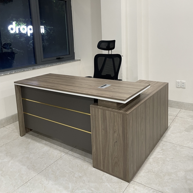 Bàn Giám Đốc Góc L Màu Nâu Vân  - BGĐ58