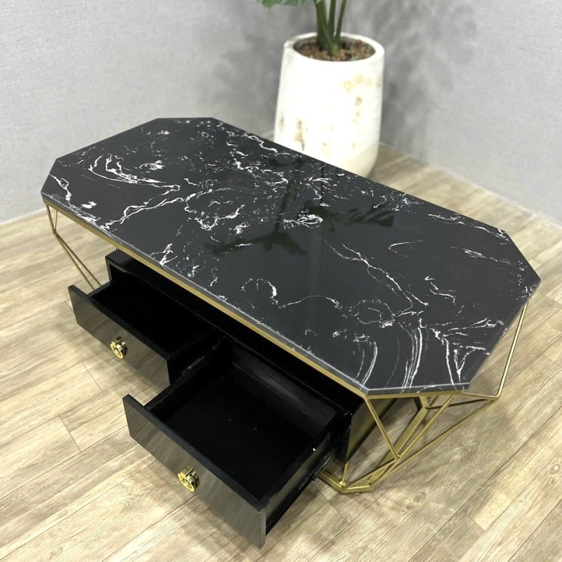 Bàn Trà Sofa Hộc Kéo Chân Mạ Vàng - BT22