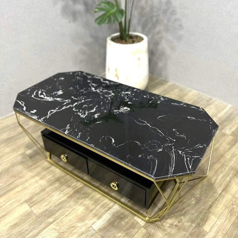 Bàn Trà Sofa Hộc Kéo Chân Mạ Vàng - BT22