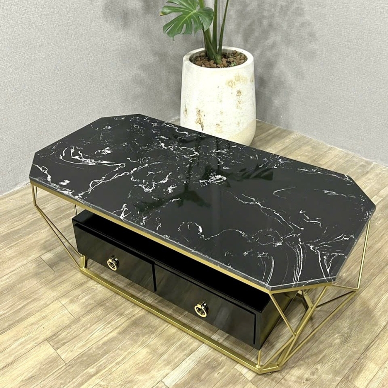 Bàn Trà Sofa Hộc Kéo Chân Mạ Vàng - BT22