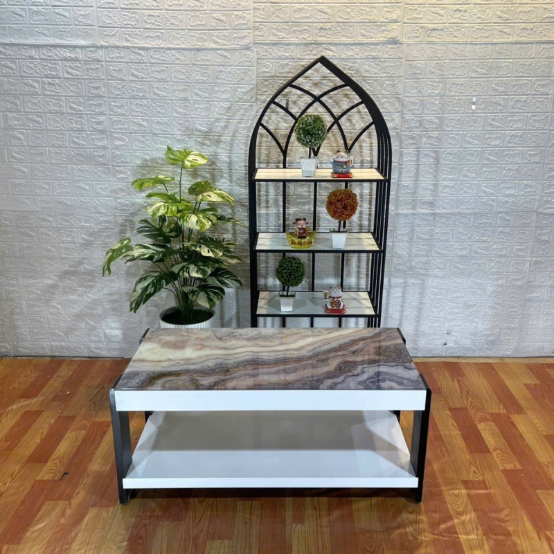 Bàn Trà Sofa Chữ Nhật Mặt Đá 2 Tầng - BT24