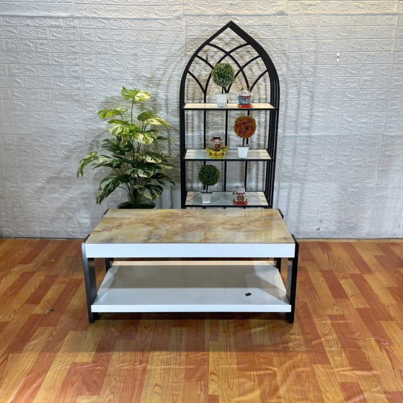 Bàn Trà Sofa Chữ Nhật Mặt Đá 2 Tầng - BT24